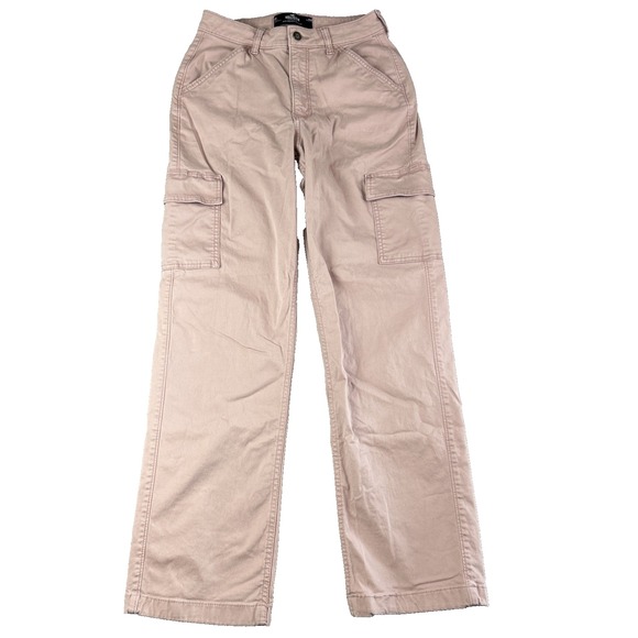 Hollister Cargo Pants Pink Women's Size 0R W25R Ultra High Rise Dad Straight Leg - Picture 1 of 11